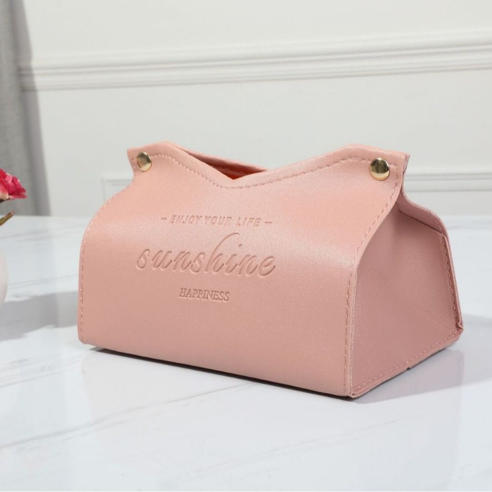 Solid Color Tissue Box PU Leather Toilet Paper Case Dustproof Tissue Paper Storage Bag  Car