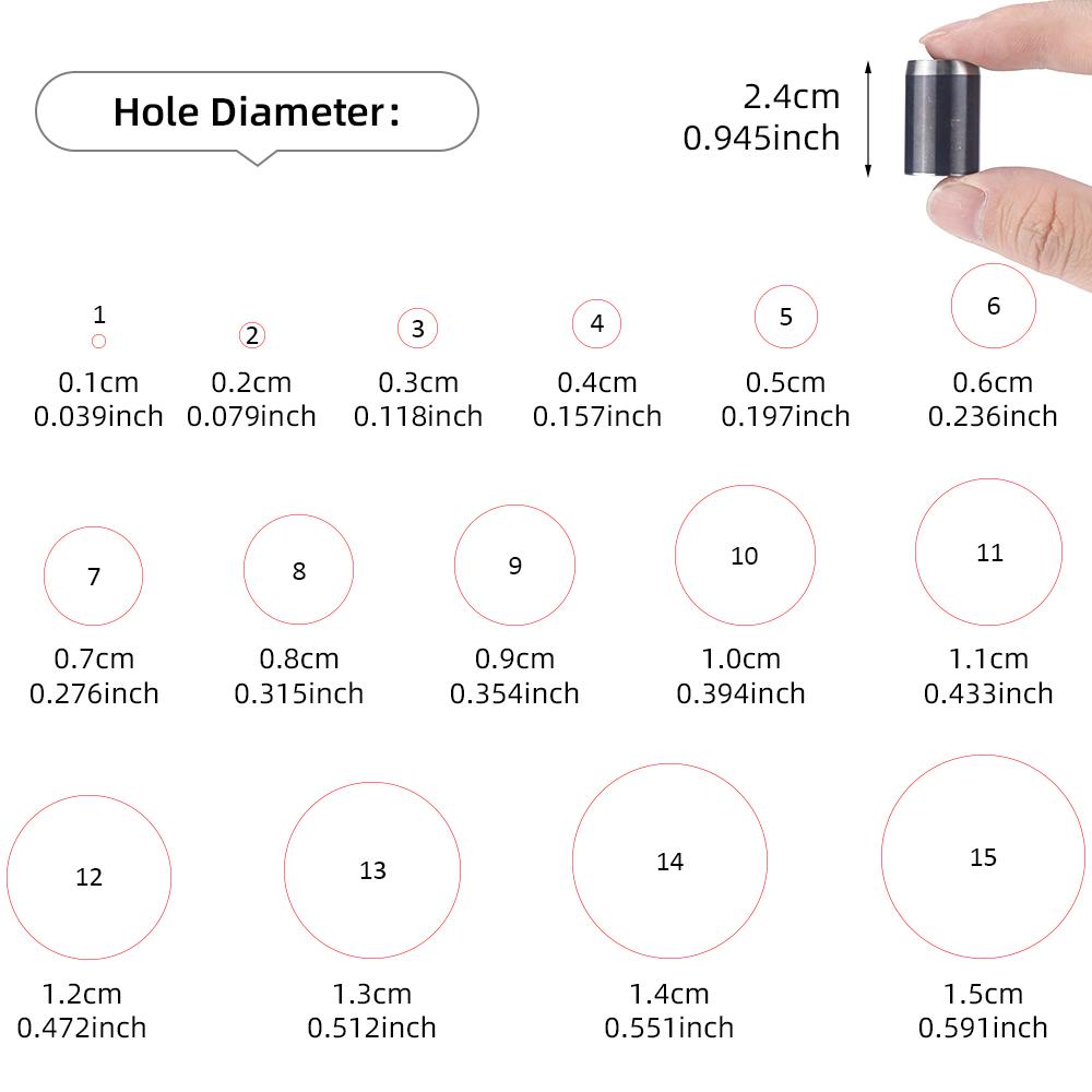 15-teiliges Set HSS Leder Kreis Locheisen, Scharfer Hohllochstanzer Form für Leder Stoff Papier Bastelprojekt