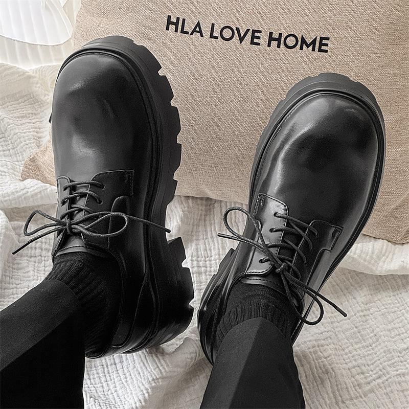 Leather shoes men's business dress big head high sense British style thick sole height wedding groom derby shoes 71144-J