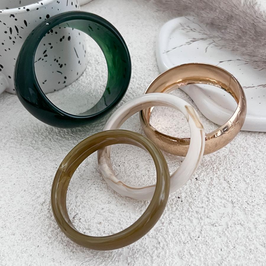 Ingemark Trendy Vintage Green Resin Thick Chunky Bangles for Women 2025 New Exquisite Stacking Up Bracelet Daily Party Jewelry
