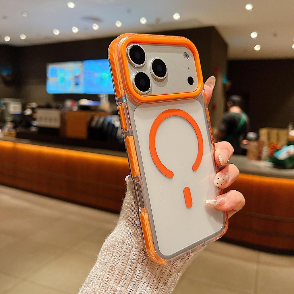 Two-Color Magnetic Acrylic Phone Case for iPhone 17 Pro Max with Large Hole Design