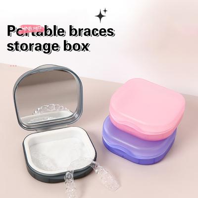 Portable Denture Storage Box Elderly Invisible Braces Orthodontic Retainer Case Dustproof Container with Cover for False Teeth
