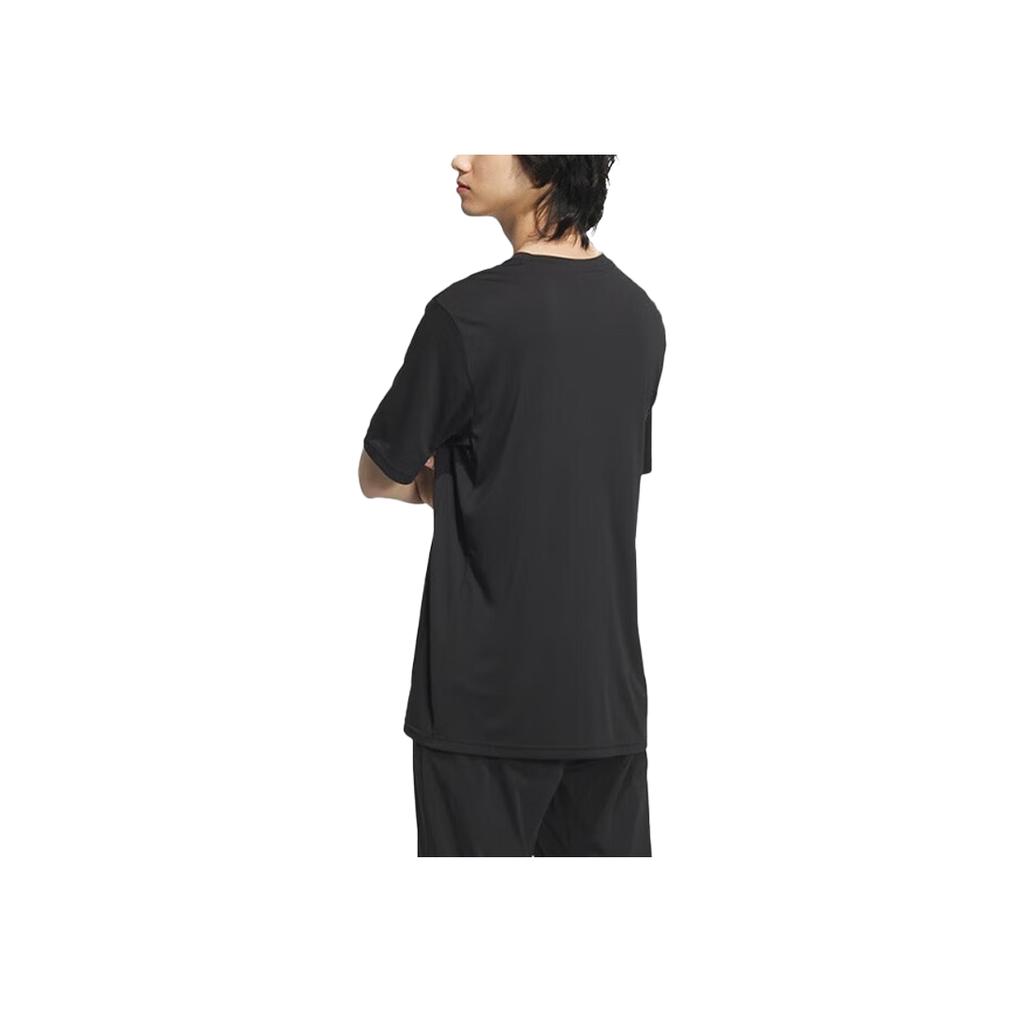 Adidas Potisk loga Pohodlné Ležérní Rychleschnoucí Prodyšné Tričko s krátkým rukávem Unisex Top Černý JJ0621