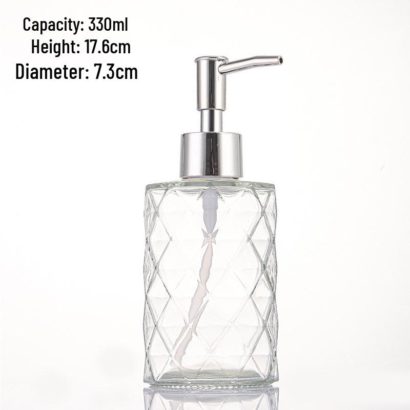 Colored Glass Press-Type Refillable Bottle for Lotion, Hand Soap, Shampoo, or Shower Gel