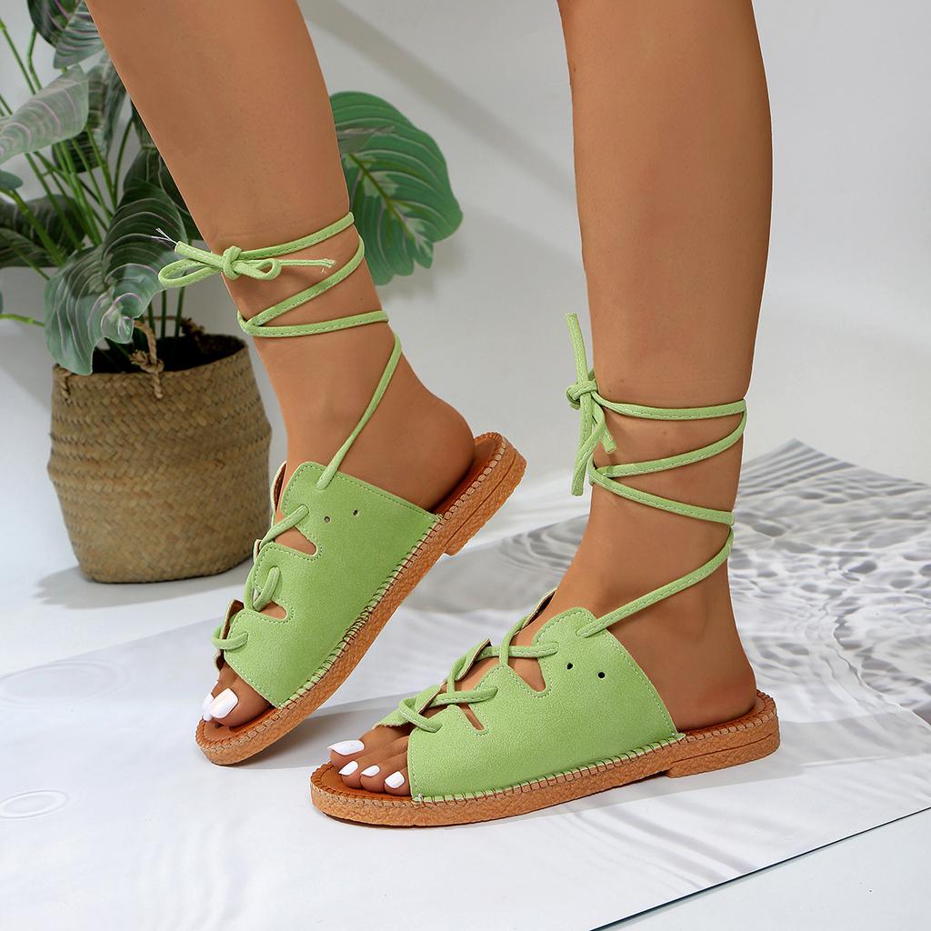 Fashion The 2025 Summer New Round Toe Ring Strappy Sandals Are Comfortable To Wear On the Outside and Are Large-sized Thick-soled Sandal