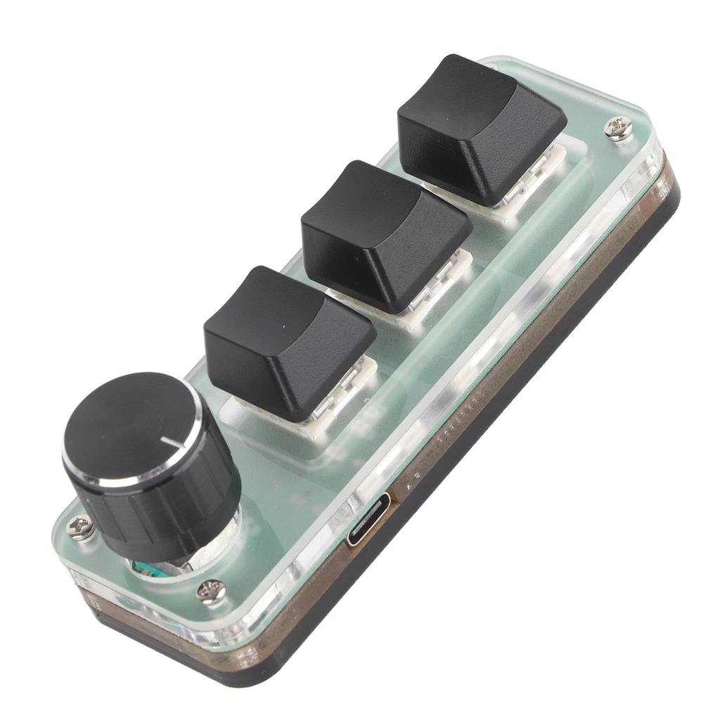 3 Key Small Keypad Multifunctional Shortcut RGB Backlight USB Mechanical Keyboard with Knob for DIY Programming Gaming