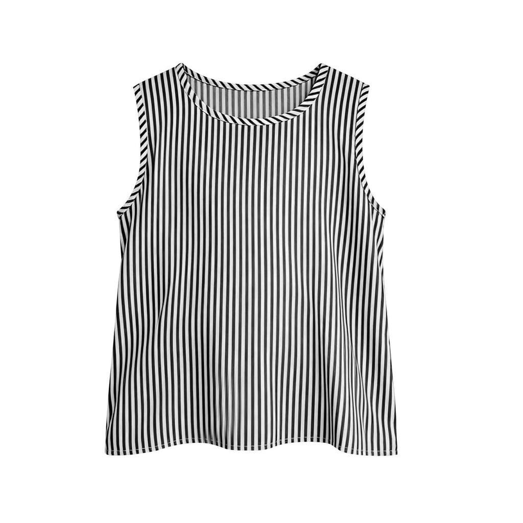 Girls Sleeveless Tank Top Casual Summer Shirt Lightweight Soft Fabric Striped Pattern Comfortable Fit Kids Clothing