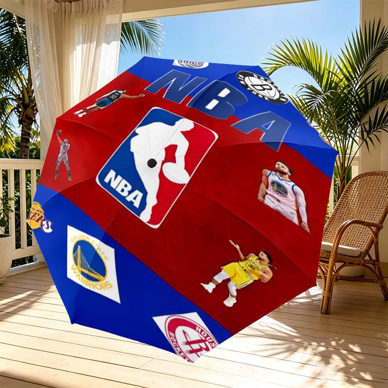 NBA Print Automatic Open Close Umbrella, Portable Foldable Umbrella, for Outdoor Commute Camping Trip, Ideal Birthday Gift