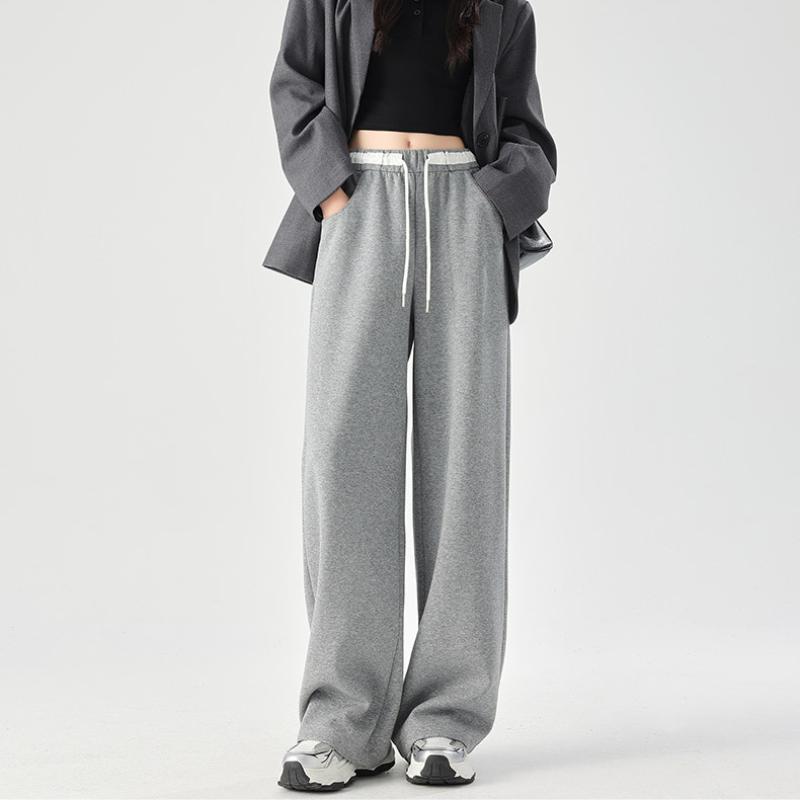 Sportlich Lässige Damen Hose Locker Patchwork Kordelzug Frühling Herbst Modedesign All-Match Zart Gemütlich Mode Klassische Hose