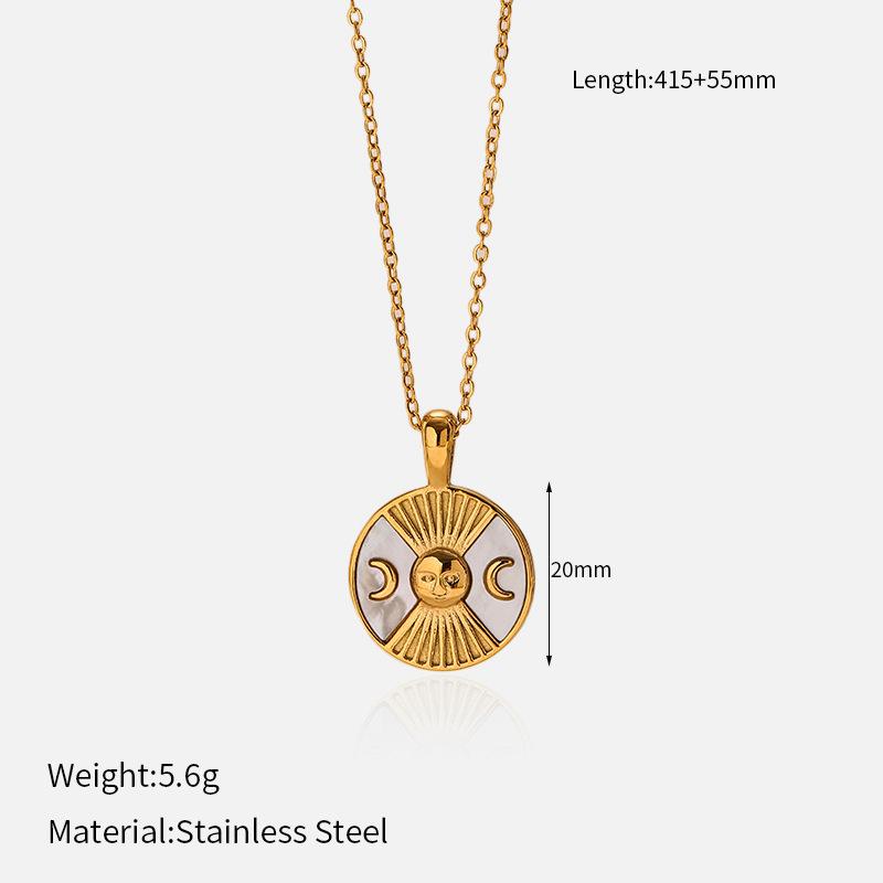 Gold Furnace Craft Necklace Star Moon Sun Pendant Electroplated Titanium Steel Fade Resistant Jewelry