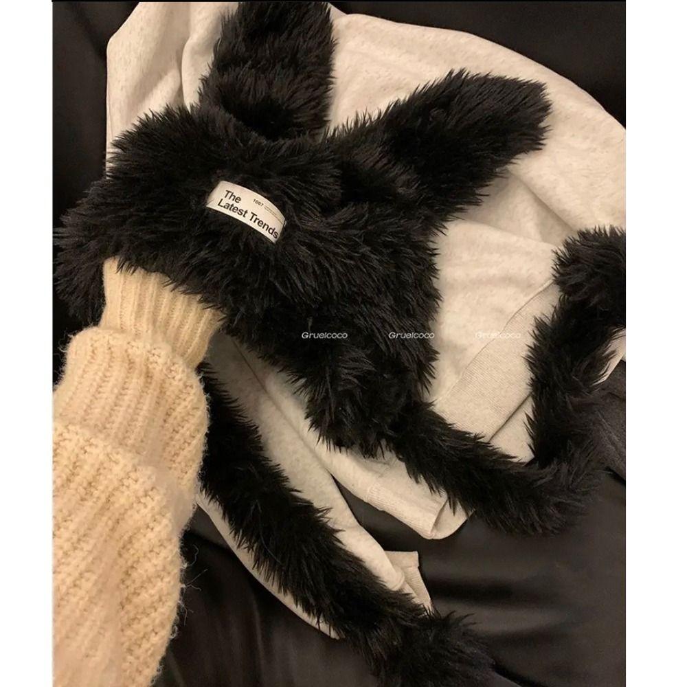 Long Rabbit Ears Women's Plush Caps Cute Winter Beanies Hats Sweet Fuzzy Bunny Hat  Ski
