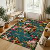 Floral Garden Theme Crystal Velvet Rug Personalized Custom Name Text Soft Floor Mat Home Decor