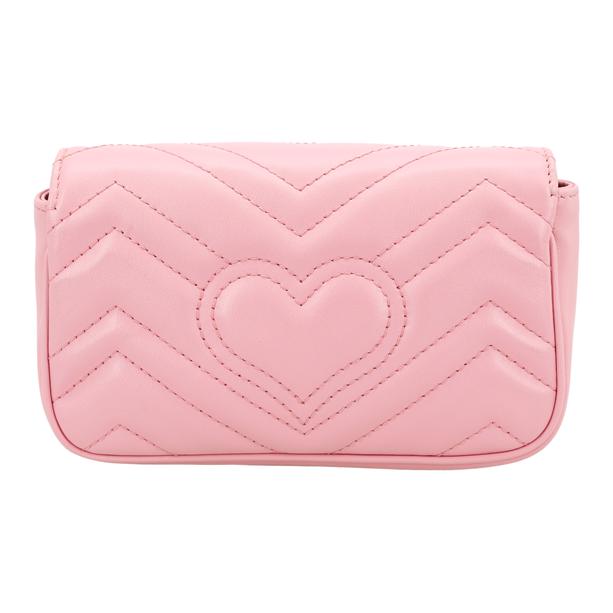 Gucci Borsa a Spalla GG Marmont in Pelle Trapuntata Rosa con Catena, Doppia G con Hardware Argento, Borsa a Tracolla da Donna per Uso Quotidiano, Feste, Viaggi 476433-DTDCP-5815