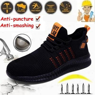 Outdoor Herren Arbeitsstahlkopf Sicherheitsschuhe Bequeme atmungsaktive Sicherheitsstiefel Herren Sportschuhe Wanderschuhe