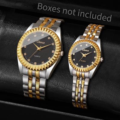 2PCS Couple Watches Set Luxury Men Business Watches Fashion Women Quartz Wristwatch