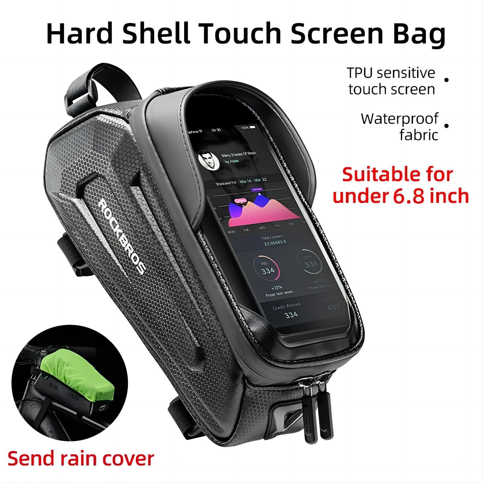ROCKBROS Bicycle Bag Waterproof Touch Screen Cycling Bag Top Front Tube Frame MTB Road Bike Bag 6.5 Phone Case Bike Accessories about 1.7L
