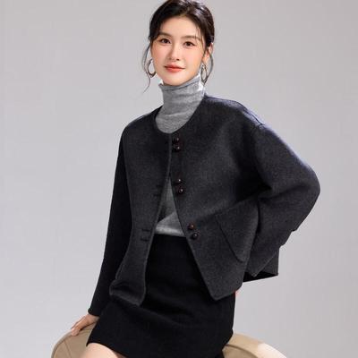 Jinjv Women's Short Double-Sided Wool Coat