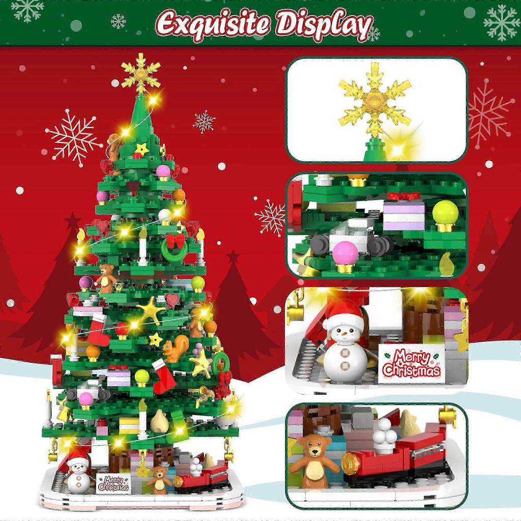 Advent Calendar 2024 Christmas Tree Building Toy Set with LED Light Christmas Countdown Calendar Kids Adult Creative Gifts