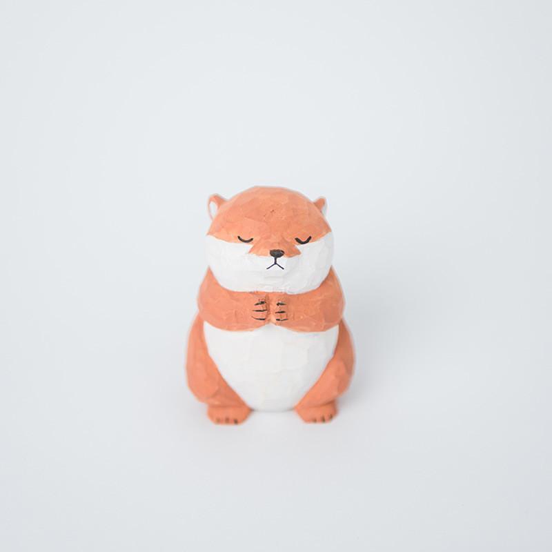 

Modern Minimalist Wood Carving Lucky Cat Decorative Figurine For Office Desk And Giftgiving Style F