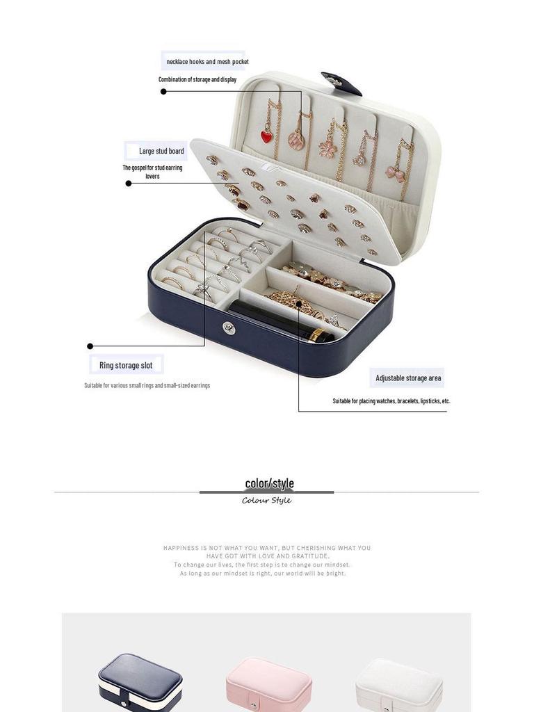 PU Schmuckaufbewahrungsbox für Halsketten, Ohrringe und Ringe – Tragbare einlagige Heim-Accessoire-Box.