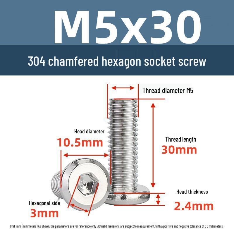 Yigu 304 Stainless Steel M2-M12 Countersunk Flat Head Hex Screw for Furniture & Cabinets