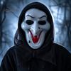Realistic Horror Skeleton Masque Halloween Ghost Full Face Masque, Screaming with Scary Hood, Costume Accessory for Cosplay Party, Haunted House Props