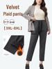 Plus Size Retro Wool Plaid Velvet-Lined High-Waisted Harem Pants - Winter Edition