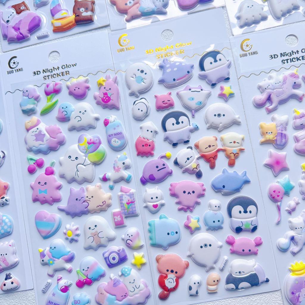 1 pc/4 pcs Cartoon Animals Pets Bear Ghost 3D Puffy Stickers Scrapbooking Diy Journal Stationery Sticker Decor School Supplies