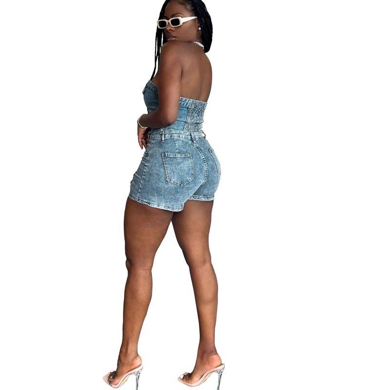 

2025 Fashion Women s Chest Wrapped Cowboy Set Blue S