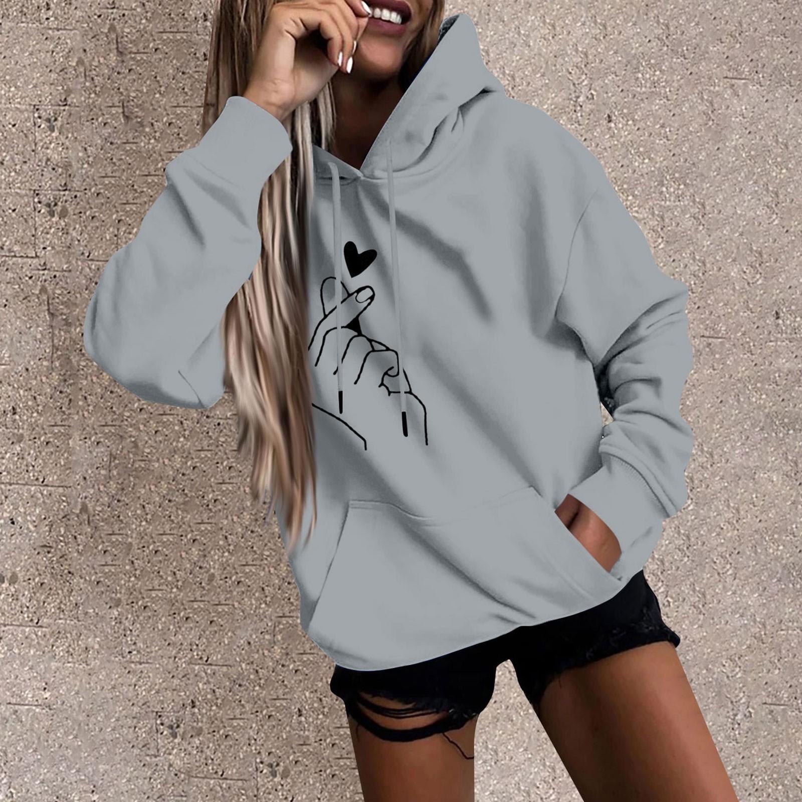 

Жіночий модний повсякденний світшот із веселим принтом і капюшоном Вільний спортивний пуловер XL