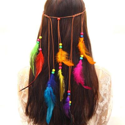 Čelenka s péřím, indická, etnická, pro vlasy, boho styl