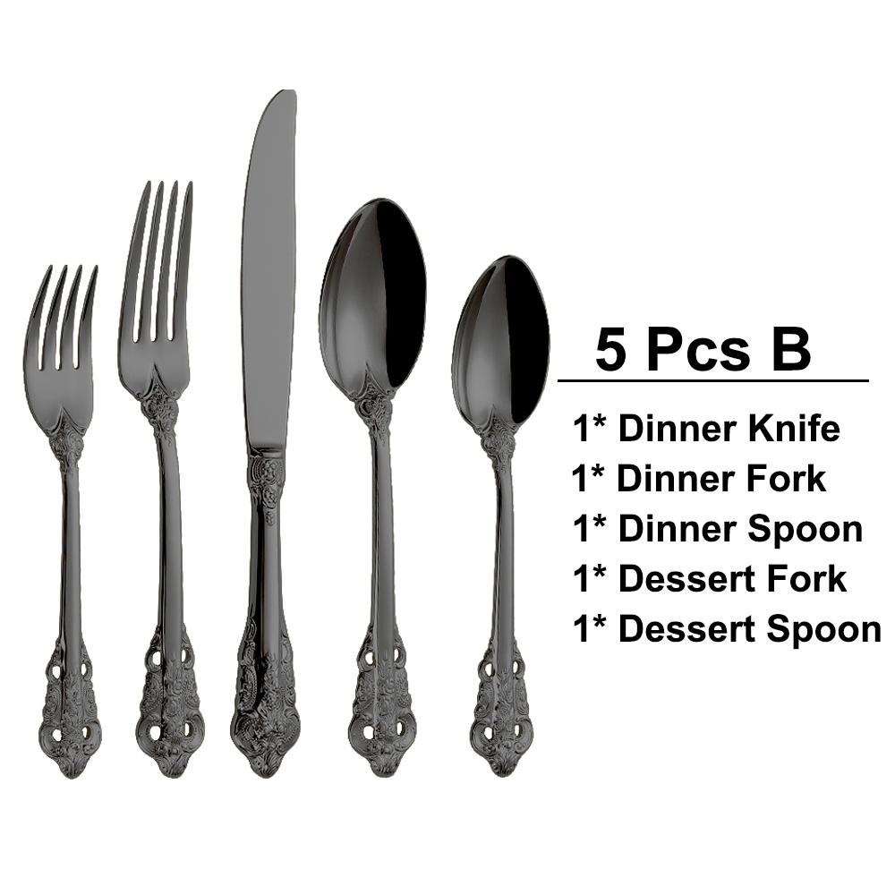 12/15/16/20 Pieces Gold Plated Luxury Cutlery Set Stainless Steel Gold Dinnerware Vintage Western Tableware Fork Spoon Knife Set