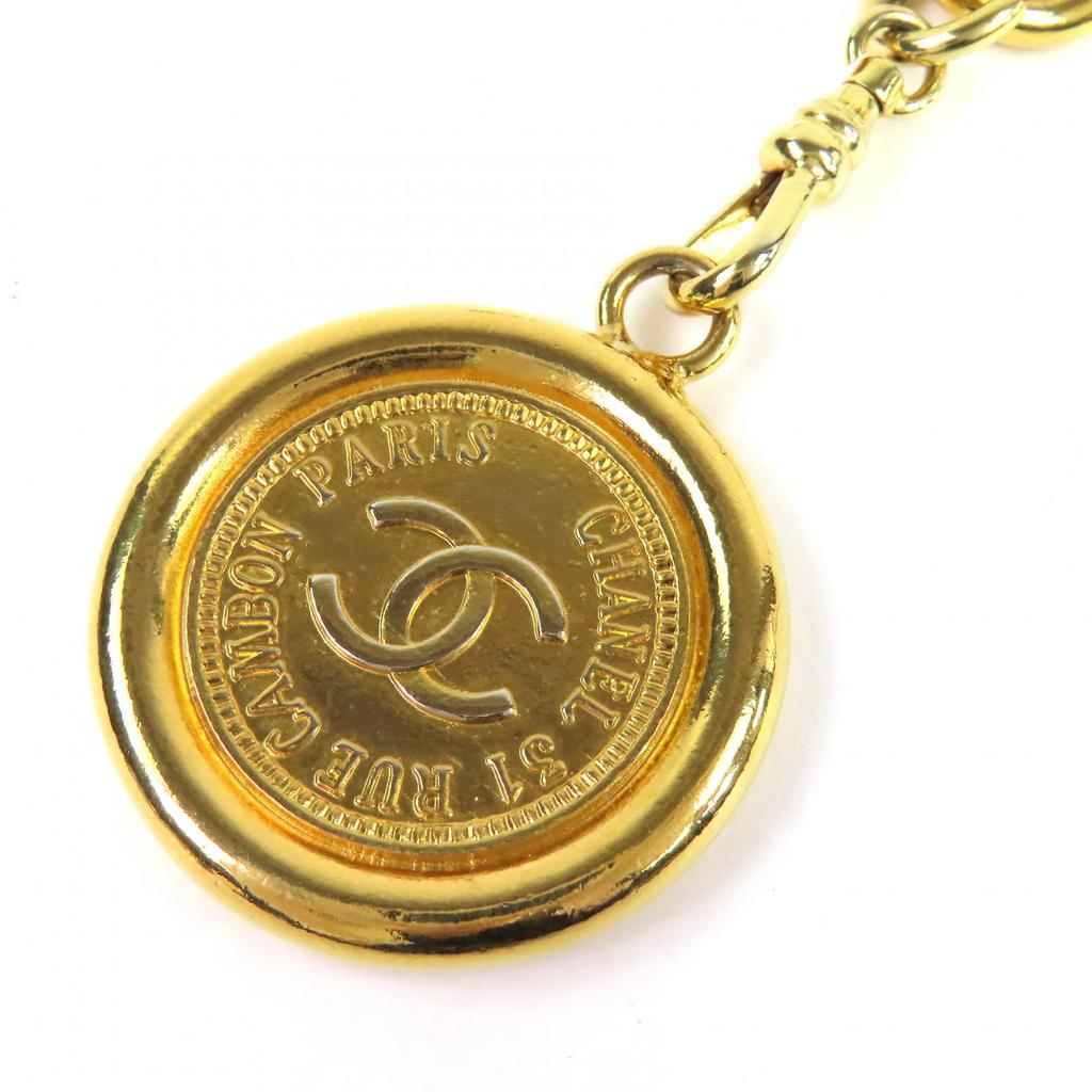 Great CHANEL belt COCO Mark Coin Motif With Logo Chain Belt gold Women Used