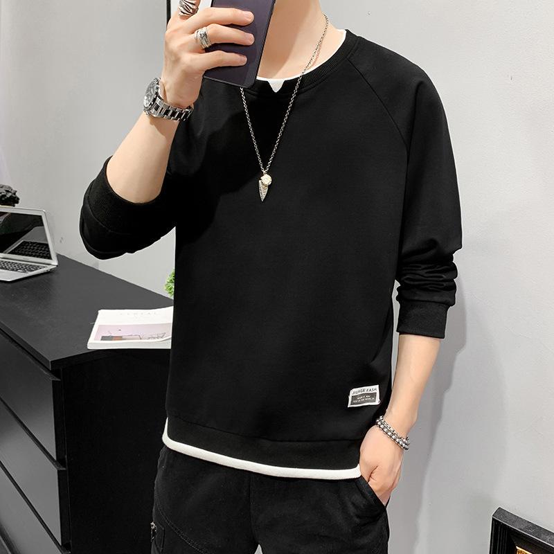 Men's Sweatshirt Spring New Youth Hong Kong Style Casual Loose Round Neck Long Sleeve Versatile T-shirt Bottoming Shirt