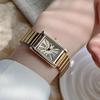 Women's Luxury Quartz Watch with Roman Numerals, Square Face, Bamboo-Style Steel Band, Niche Design.