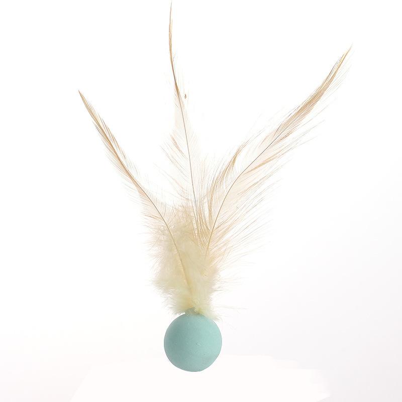 

Cat Interactive Ball Toys Interactive Bouncy Ball with Feathers Cat Toys for Indoor Cats and Kittens Pet Elastic Ball синий