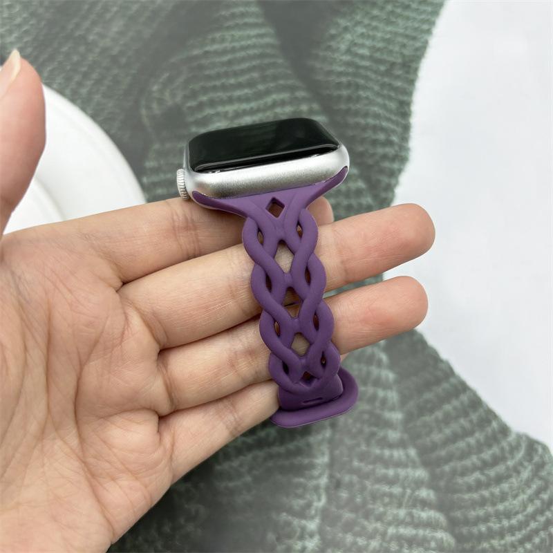 For Applewatch10 Apple Watch with iwatch9876SE Hollow Breathable Twist Silicone Sports