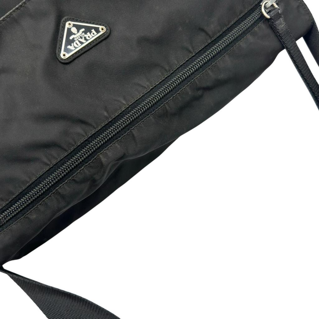 PRADA Triangle logo Shoulder Bag black unisex used