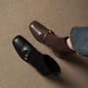 Fashion 2025 NEW Autumn Women Boots genuine leather Women Shoes Square Toe Chunky Heel Slip-on Belt Buckle Western Boots Daily Shoes