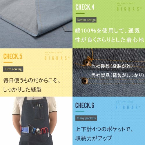 BIGHAS Neck-Hanging Denim Apron, Opaque, Dust-Resistant, and Stain-Hide, Unisex, Available In 5 Colors (Denim 4)