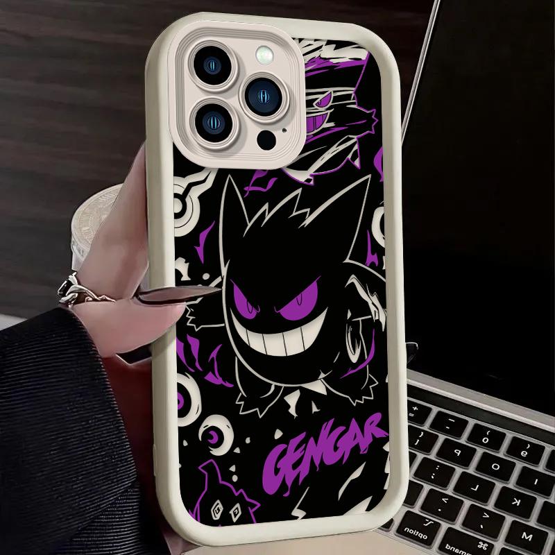 

P-Pokemon Dark Gengar Phone Case For iPhone 17 Air 16 16E 15 14 13 12 11 Pro Max X XS X S Max XR SE 2020 SE4 7 8 Silicone Cover For iPhone 16 ProMax