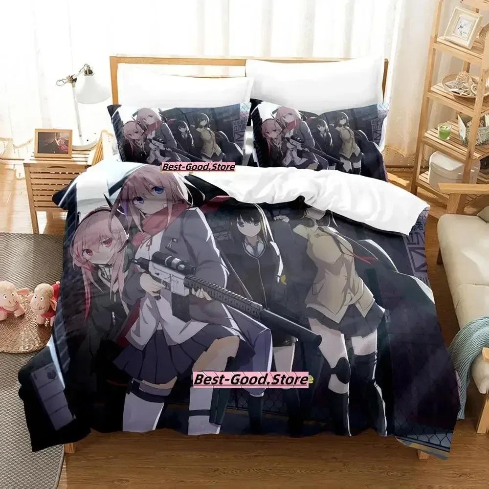 Spel Girls Frontline Anime Kawaii Tryckt Sängset Påslakan Örngott Sängkläder Sänglinne Lakan Täcke Drottning King Size