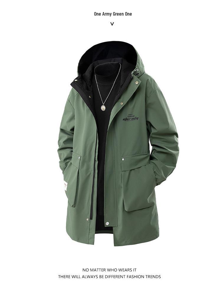 Herren Mittellanger Kapuzen-Vogelscheuchen-Trenchcoat - Trendig, Locker Übergröße für Frühling & Herbst