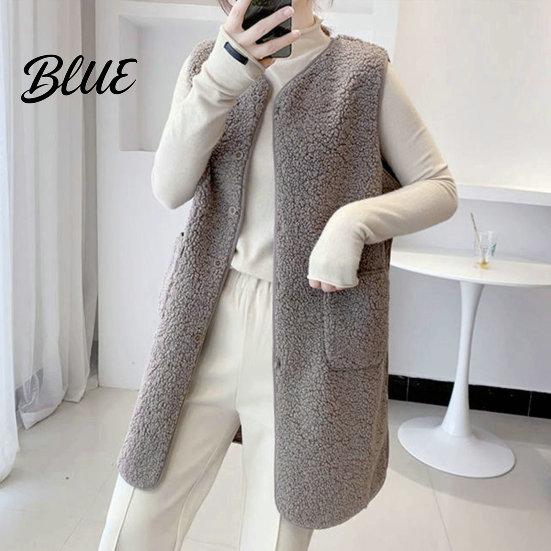 Women Polyester Vest Lady Jacket V-Neck Button Sleeveless Coat Stylish Casual Beautiful Closure with Pocket