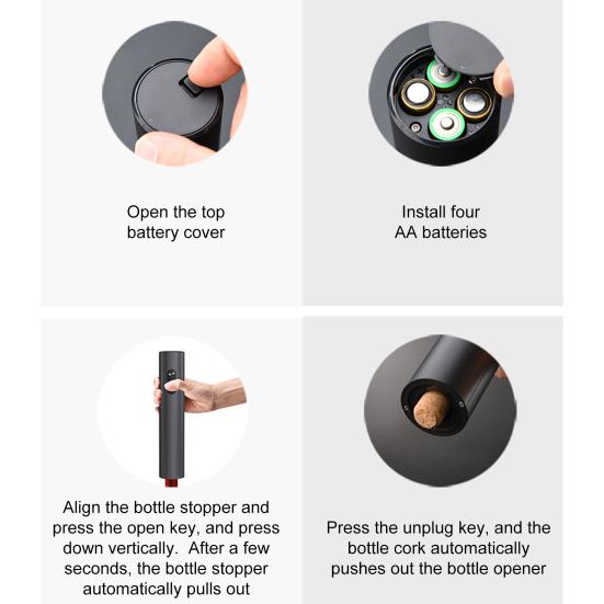 Electric Wine Opener Automatic Corkscrew Rechargeable Wine Dispenser Foil Cutter Vacuum Stopper Efficient Bottle Opener Tool for Kitchen Parties