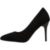 Big heel suede black shoes thin mouth spring and autumn light professional size pointed new high heels women