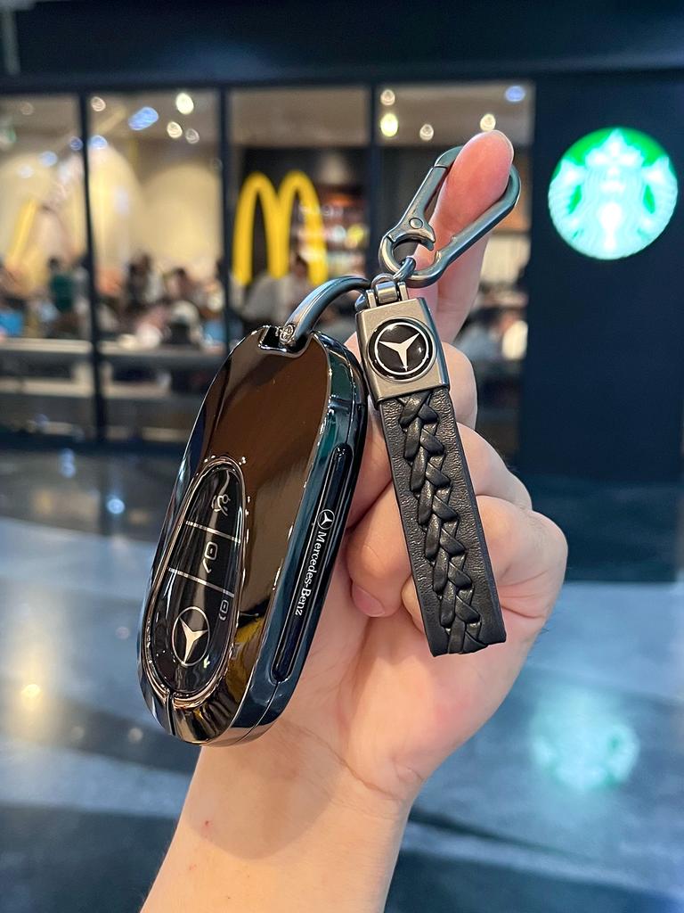 PZQ2 Car Key Bag Case Cover For Mercedes Benz 2023 2024 Glc300L Glc260L C260L C20 C Class Car Key Cover Suede Shell Protector Styling