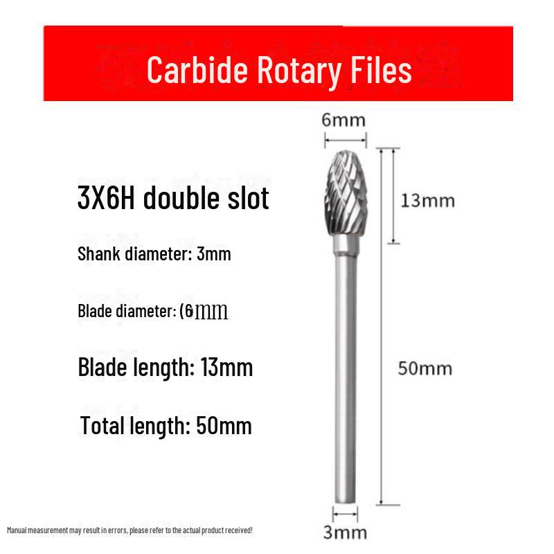 3mmX6 Tungsten Steel Carbide Rotary File for Electric Grinding - Small Metal Grinding Head