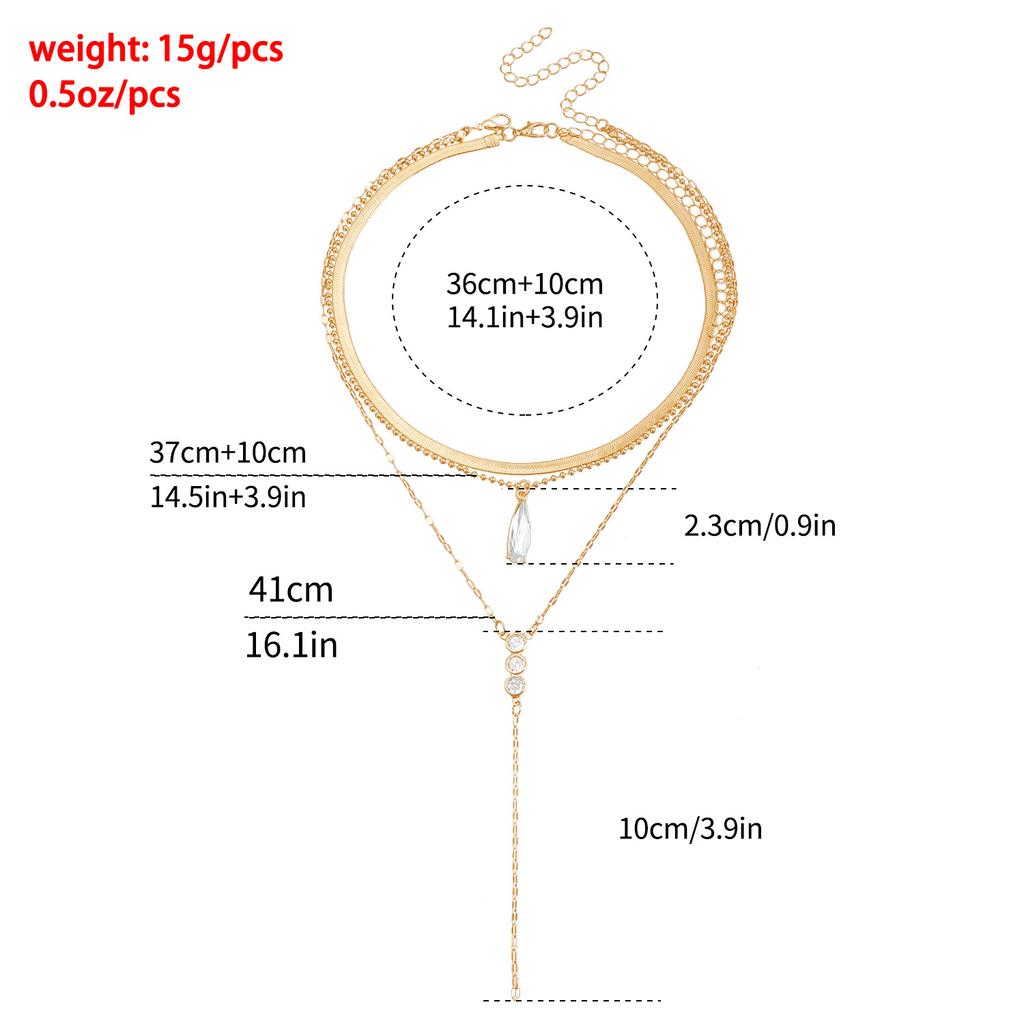 European and American Jewelry Bohemian Retro Feng Shui Drop Snake Chain Collarbone Chain Personalized Trend Multi-layer Necklace