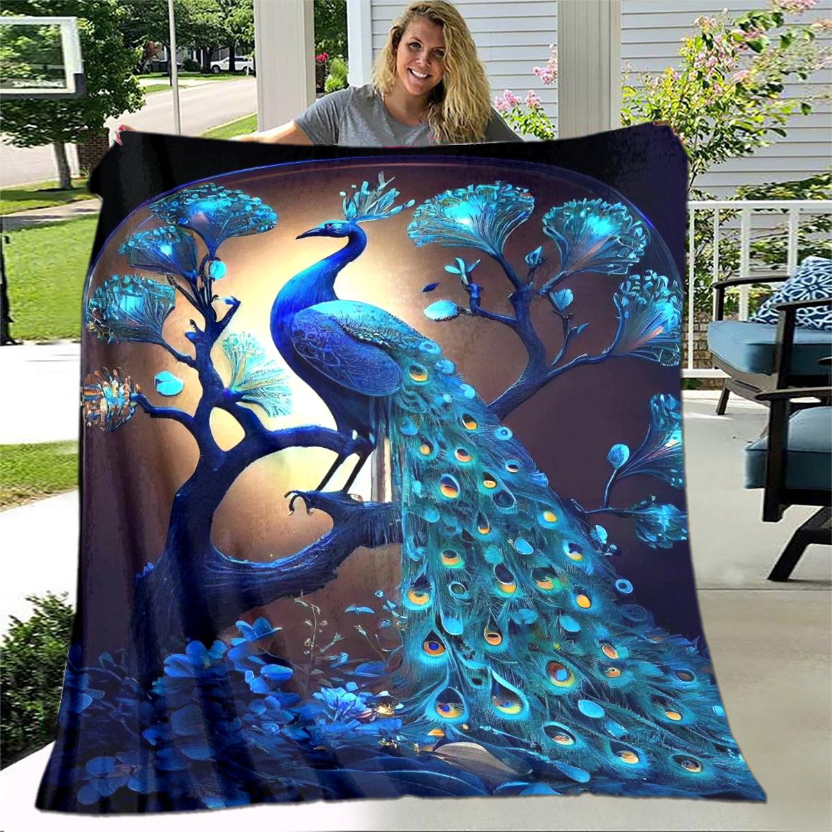 

3D Павлин Птица Животное Мягкое Плюшевое Одеяло, Фланелевое Одеяло Плед Для Гостиной Спальни Кровати Дивана Пешего Туризма Досуга Дремоты 30x40in